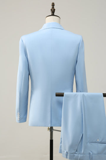 Lyseblå Peak Lapel 2 Piece Menns Prom Suits
